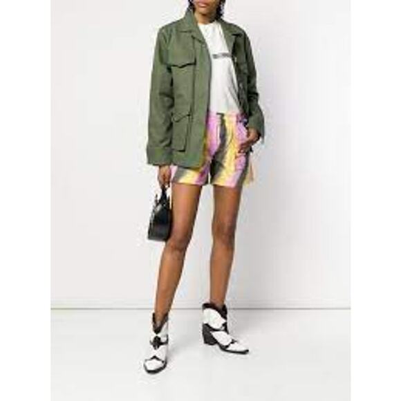 NWT GANNI Washed Denim Multi Colored Tie Dye Shorts size 25 - Picture 5 of 7